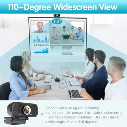 ZIQIAN 1080P Webcam with Microphone, USB Web HD Camera for PC, Laptop&Mac | 110° Wide Angle Computer Webcam with Privacy Cover & Tripod, Streaming Webcam for Zoom, Twitch, Teams, YouTube, Plug & Play - color: Black