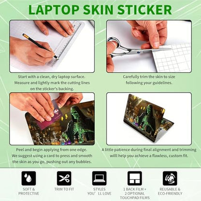 Laptop Skin Sticker Decal, Universal Protective Cover Fit 12 13 14 15.6 Inch Notebook, Reusable Water-Resistant Vinyl Decal w/ 2 Wrist Pads for Business Travel Office, Experimental Skull - color: Experimental Skull