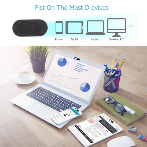jojofuny 4pcs Ultrathin Webcam Cover Slide for Laptop Tablet and Desktop Easy Privacy Protection Strong Adhesive for Secure Camera Shielding Black Metal Design