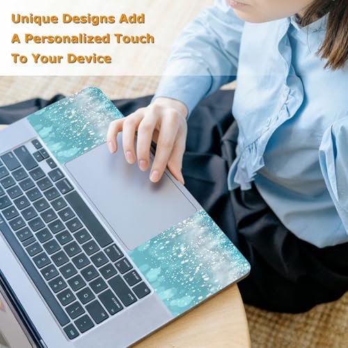 Universal Laptop Skin Sticker with 2 Wrist Pad Decals, 3-Piece Removable Vinyl Laptop Cover, Blue Glitter Waterproof Anti-Scratch, Easy-Trim Fit for 13.3" 14" 15.6" Laptops - color: Blue Glitter