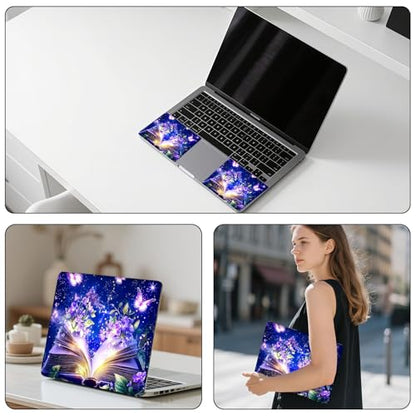 Aesthetic Laptop Skin Sticker, Magical Open Book Waterproof Vinyl Laptop Decal, Removable Bubble Free, Reusable Protective Cover for 13 14 15 15.6 Inch - color: Magical Open Book