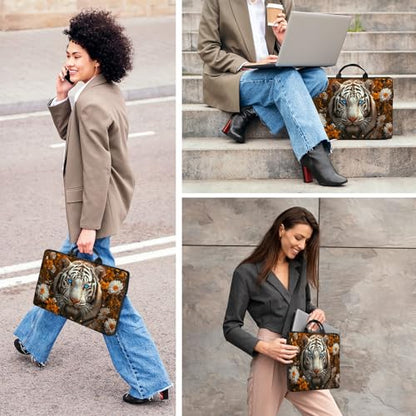 Laptop Bag,14 15 15.6 inch Laptop Case Sleeve,Computer Sleeve with Handle for Women Men,Carrying Case for MacBook,Dell,Lenovo,Notebook Computer,White Tiger Flower - color: White Tiger Flower