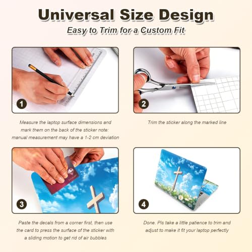 Universal Laptop Skin Sticker Decal 11-15.6 Inches, Cross White Daisy | Reusable Vinyl Sticker for 12.1 13 13.3 14 15.4 Inches Notebook PC, Scratch Resistant Waterproof, Easy to Trim & Apply - color: Cross White Daisy