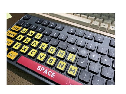 Large Print Computer Keyboard Sticker, High Contrast Keyboard Sticker with Oversized Print Letters for Visually Impaired Low Vision Individuals (Yellow+Black), Extra Large Symbols