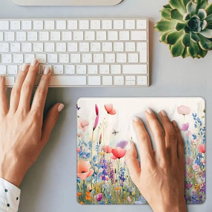 Pink Floral Rose Flowers Plants Gaming Computer Keyboard Cute Mouse Pad with Anti-fray Stitching, Premium-Textured Alfombrilla para Mouse with Non-Slip Rubber Base, 10 x 12 inch - color: Pink Floral Rose Flowers Plants