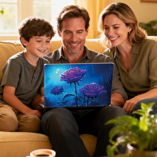 Universal Laptop Skin Sticker Decal for 11.6”12" 13" 13.3" 14" 15" 15.4" 15.6" Reusable Waterproof Scratch-Scratch Resistant Protective Vinyl Laptop Skin Stickers - Purple Roses Flower in The Rain - color: Purple Roses Flower in the Rain