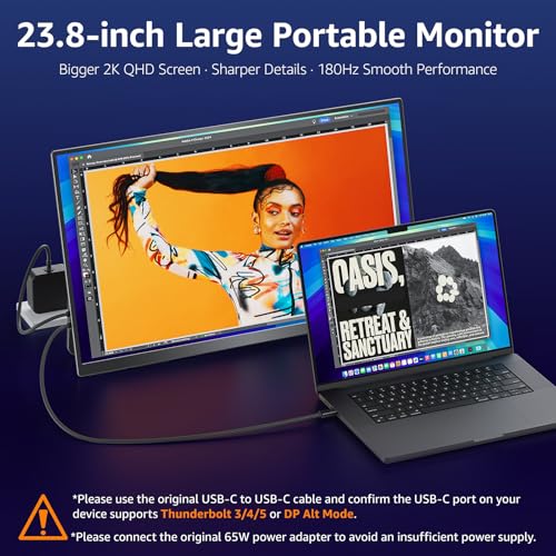 VisionOwl Portable Monitor for Laptop, IPS USB-C HDMI Travel Second Monitor for MacBook Pro Air, PC, PS5, Xbox, Portable Second Screen, Built-in Kickstand, Speakers, VESA Mountable, 23.8 Inch - size: 23.8