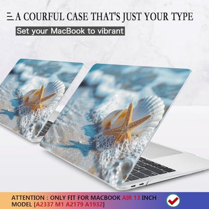 CISSOOK Compatible with MacBook Air 13 inch Case 2021 2020-2018 Release | A2337 A2179 A1932, Plastic Hard Shell Protective Case with Keyboard Cover Screen Protector for MacBook air 13 M1, Beach&Shell - color: Beach&Shell