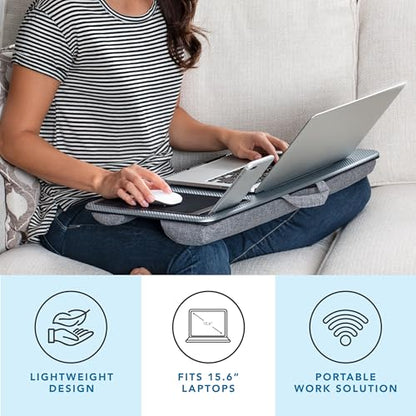 LAPGEAR Home Office Lap Desk with Device Ledge, Mouse Pad, and Phone Holder - Silver Carbon - Fits up to 15.6 Inch Laptops - Style No. 91585 - color: Silver Carbon, size: Home Office W/Device Ledge