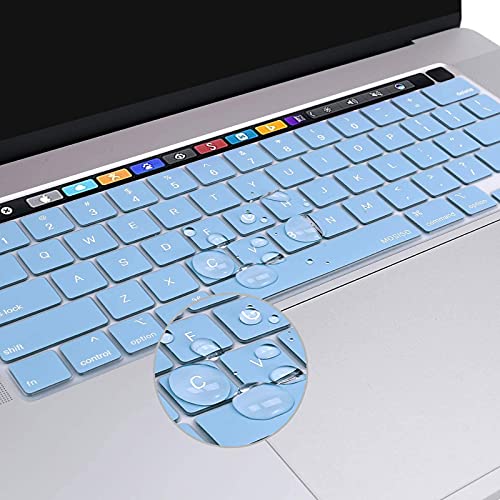 MOSISO Keyboard Cover Compatible with MacBook Pro 13 inch M2 2023, 2022, 2021 2020 M1 A2338 A2289 A2251&Compatible with MacBook Pro 16 2020 2019 A2141 Touch ID,Protective Silicone Skin, Airy Blue - color: Airy Blue