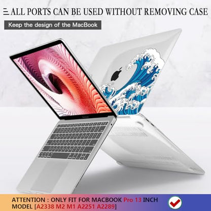 CISSOOK Wave Case for MacBook Pro 13 inch Case 2025-2020 Release, Ocean Hard Shell Cover for MacBook Pro 13 with Touch Bar M2 Chip A2338 M1 A2251 A2289 with Keyboard Cover +Screen Protector - color: Pro13inch-Great Wave