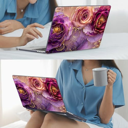 Mektron Case for MacBook Pro 16 Inch A2141 Cover 2019 Release 16" with Liquid Retina Display/Touch ID, Plastic Hard Shell with Keyboard Skin & Screen Protector & Dust Plug, Marble Flowers - color: Marble Flowers