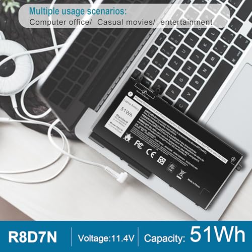 Futurebatt R8D7N 1V1XF Laptop Battery Replacement for Dell Inspiron 3540 M3550 Latitude 5400 5500 5510 7590/7591/7791 2-in-1 P80F P80F001 P84F H82T6 0C5GV2 W8GMW 0W8GMW 0R8D7N - size: R8D7N 8.94 4.96 0.71in
