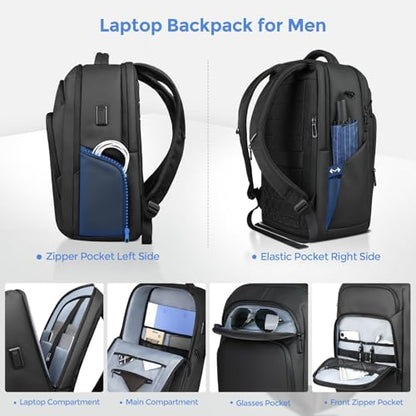 17.3 Inch Laptop Backpack for Men Women, 30L Travel Backpack | Carry-On Flight Approved,Work Computer Backpack with USB A&C Port,Business Laptop Bag,WaterResistant Anti-Theft Daypack - color: Black
