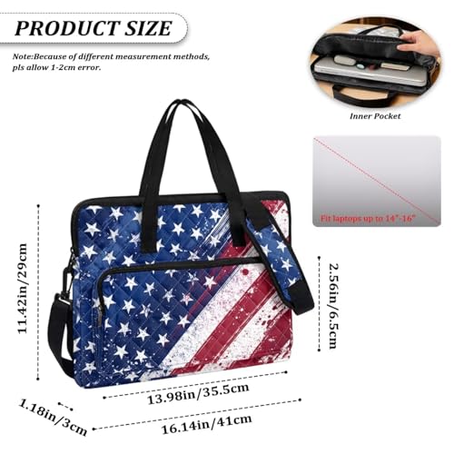 Laptop Sleeve, Laptop Cover with Adjustable Strap Computer Bag Tablet Notebook Sleeves Handbag Messenger Briefcase - color: American Flag Prints