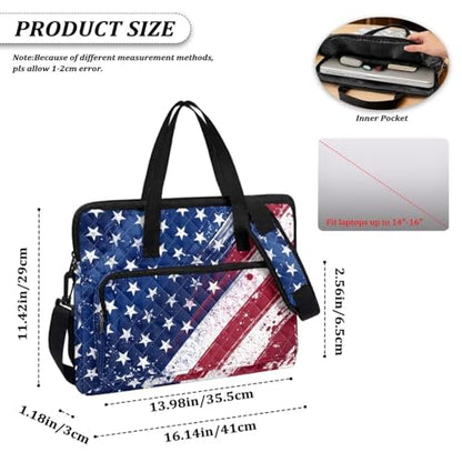 Laptop Sleeve, Laptop Cover with Adjustable Strap Computer Bag Tablet Notebook Sleeves Handbag Messenger Briefcase - color: American Flag Prints