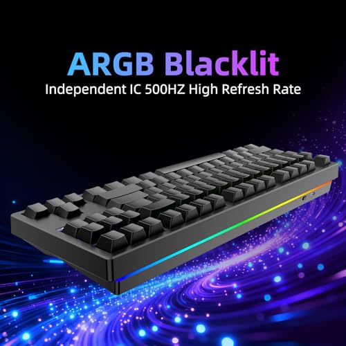 IROK FE87 V2 Wired Mechanical Keyboard, 8KHZ Polling Rate, Support SODC/Latency As 0.125MS, Hot Swappable, ARGB Backlit Gaming Keyboard (Black/Crystal Snow Switch) - color: black, size: Crystal Snow Switch