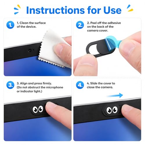 10 PCS Cell Phone Camera Cover Laptop Camera Cover Slide Webcam Covers Slide Ultra-Thin for Laptop, Smartphone, Tablet, Desktop, Easy Installation
