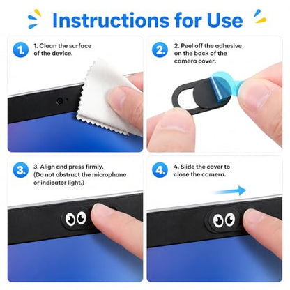 10 PCS Cell Phone Camera Cover Laptop Camera Cover Slide Webcam Covers Slide Ultra-Thin for Laptop, Smartphone, Tablet, Desktop, Easy Installation