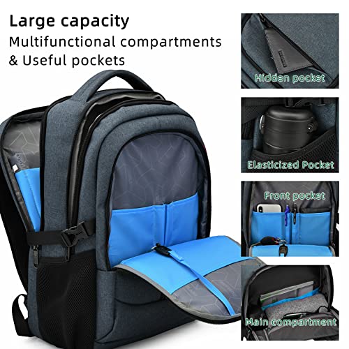 17 Inch Travel Laptop Backpack Water Resistant College Backpack for Men Laptop Bag with USB Charging Port,Dark Grey - color: Dark Grey
