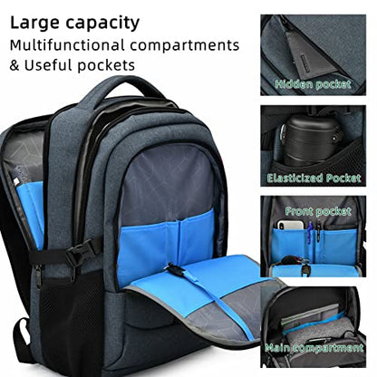 17 Inch Travel Laptop Backpack Water Resistant College Backpack for Men Laptop Bag with USB Charging Port,Dark Grey - color: Dark Grey
