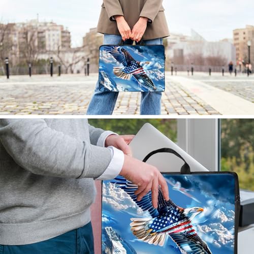Laptop Bag,14 15 15.6 inch Laptop Case Sleeve,Computer Sleeve with Handle for Women Men,Carrying Case for MacBook,Dell,Lenovo,Notebook Computer,Eagle American Flag - color: Eagle American Flag