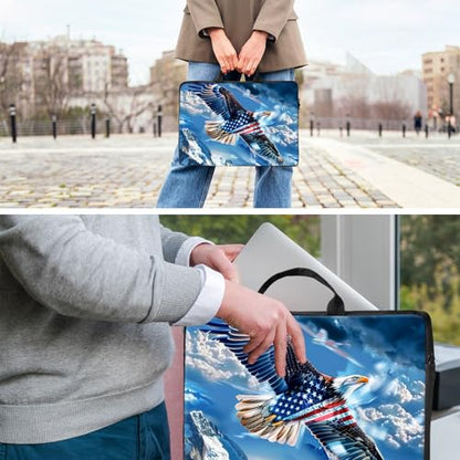 Laptop Bag,14 15 15.6 inch Laptop Case Sleeve,Computer Sleeve with Handle for Women Men,Carrying Case for MacBook,Dell,Lenovo,Notebook Computer,Eagle American Flag - color: Eagle American Flag