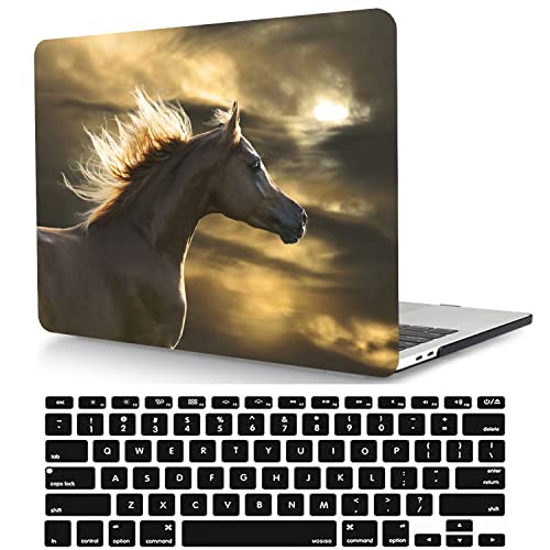 Laptop Case Compatible with Old Version MacBook Pro 13 Inch Case 2012 2011 2010 2009 2008 Release Model A1278 with CD-ROM, Plastic Hard Shell Case Cover & Keyboard Cover Skin - Horse - color: CH66 Horse, size: Pro 13" w/CD-ROM 2008-2012(A1278)