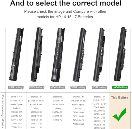 SML Laptop/Notebook Battery Replacement for HP 776622-001 728460-001 TPN-Q130 752237-001 TPN-Q132 LA04 TPN-Q129 LA04DF HSTNN-DB5M HSTNN-YB5M F3B96AA HSTNN-UB5M - Black - High Performance New