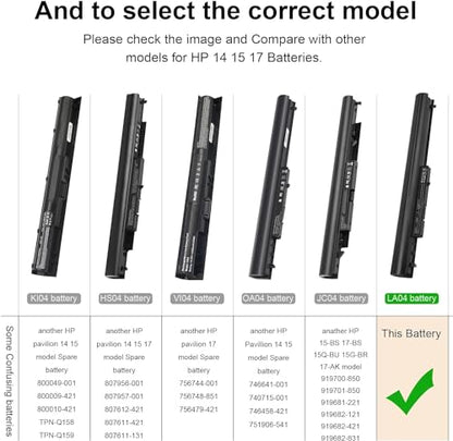 SML Laptop/Notebook Battery Replacement for HP 776622-001 728460-001 TPN-Q130 752237-001 TPN-Q132 LA04 TPN-Q129 LA04DF HSTNN-DB5M HSTNN-YB5M F3B96AA HSTNN-UB5M - Black - High Performance New