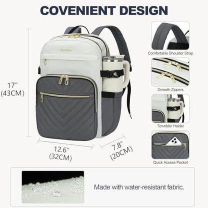 VANKEAN Laptop Backpack for Women (Beige-Grey, 18 Inch) - color: Beige-grey, size: 17.3 Inch
