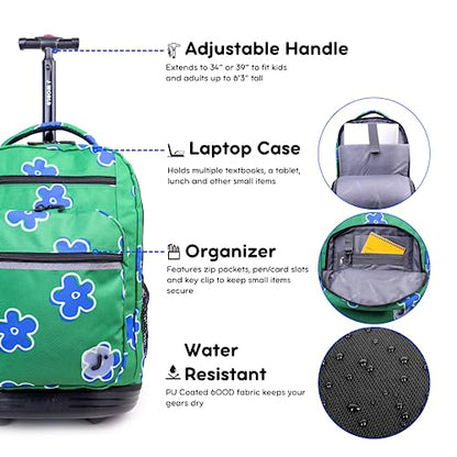 J World Sundance Laptop Rolling Backpack for Girls Boys. Roller Bookbag with Wheels, 20 Inch, Picnic - color: Picnic