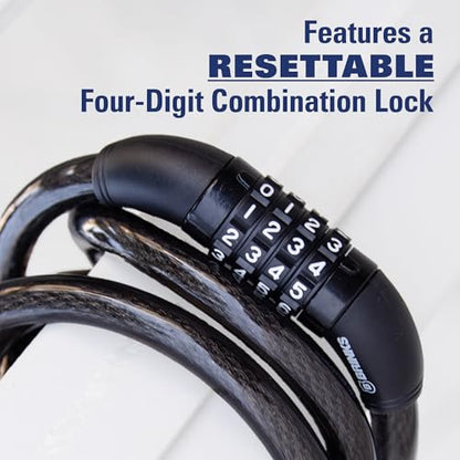 BRINKS 6 ft Outdoor Bike Lock Cable 2 Pack, Anti Theft Self-Coiling Design, Resettable 4-Dial Combination, 5/16" Weather-Resistant Vinyl Coating for Bikes - style: 5/16" 2PK