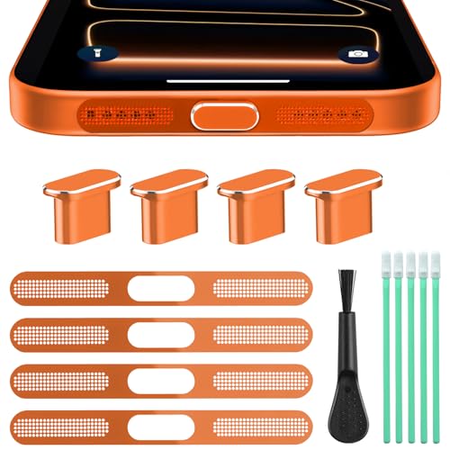 USB C Dust Plug Port Cover, Speaker Protection Cover for iPhone 17/ 17 Pro | Aluminum Type C Charging Port Cover, Phone Accessories Compatible with iPhone 17 and 17 Pro, Orange - color: Orange, size: for iPhone 17/ 17 Pro