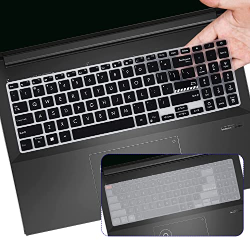 2PCS Keyboard Cover for ASUS VivoBook 16X 16 F1605 F1605VA M1605 F1603 M1603 X1603, Vivobook Go 15.6" E1504FA, VivoBook Pro 16X OLED K3605 K6602 N7601 TN3604,VivoBook 15 15.6 K3502 M3502 M1503 K6501 - color: Black+Clear