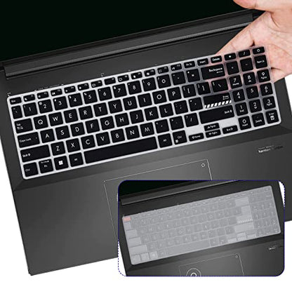 2PCS Keyboard Cover for ASUS VivoBook 16X 16 F1605 F1605VA M1605 F1603 M1603 X1603, Vivobook Go 15.6" E1504FA, VivoBook Pro 16X OLED K3605 K6602 N7601 TN3604,VivoBook 15 15.6 K3502 M3502 M1503 K6501 - color: Black+Clear