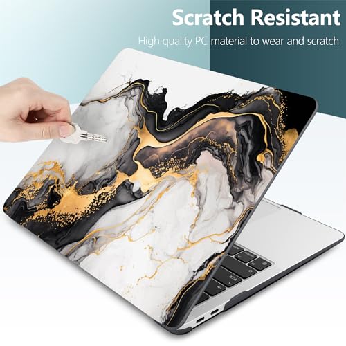 DONGKE Compatible with MacBook Air 13 inch Case 2021 2020 2019 2018 Release A2337 M1 A2179 A1932 with Retina Display & Touch ID, Plastic Hard Shell & Keyboard Cover - Abstract Marble - color: Abstract Marble D159