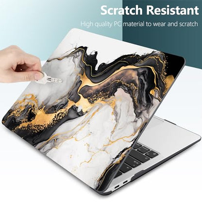 DONGKE Compatible with MacBook Air 13 inch Case 2021 2020 2019 2018 Release A2337 M1 A2179 A1932 with Retina Display & Touch ID, Plastic Hard Shell & Keyboard Cover - Abstract Marble - color: Abstract Marble D159