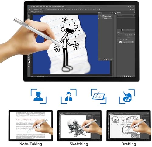 MPP Pen for HP Omnibook X Flip/Envy/Spectre/Pavilion x360 300 Day Battery | Palm rejection, 1024 pressure levels, tilt detection, 2 shortcut buttons, perfect for notes and professional drawing - color: platinum
