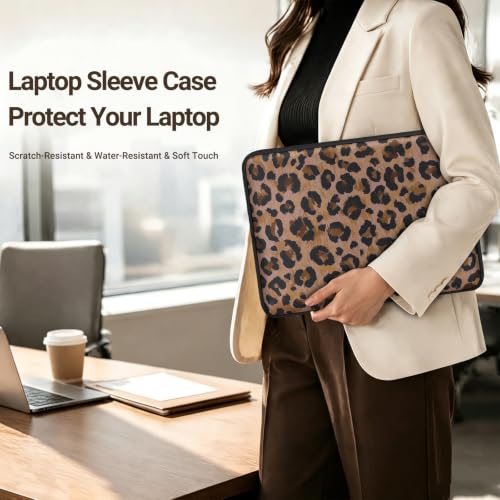 MOSISO Laptop Case 13.3 inch,13-13.3 inch Laptop Sleeve Bag with Small Case | Compatible with MacBook Air/Pro 13/Pro 14 M5 M4 M3 M2 M1, HP Dell ASUS Lenovo, Wild Leopard Neoprene Computer Bag, Brown