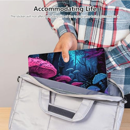 Universal Laptop Skin Sticker with 2 Wrist Pad Skins, Waterproof Scratch Resistant Vinyl Laptop Cover Decal, Cut to Fit for 11–15.6 Inch MacBook HP Dell Lenovo, Magic Mushroom - color: Magic Mushroom