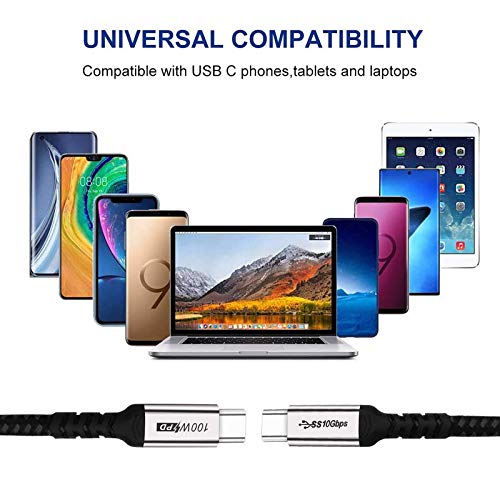 Short USB C Cable 100W, 1.5ft 2 Packs, 10Gbps Data Speed, 4K Video | 3.1 Gen 2 High Speed Data Transfer, 5A Fast Charging, 4K 60Hz USBC Video Display, Compatibile for iPhone 17/16 - size: 1.5 ft
