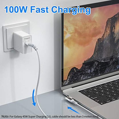 Fasgear USB C to USB C Cable 90 Degree, 10ft, Grey | Right Angle, 100W 5A PD Fast Charge, Compatible with i-Phone 17 Series, Mac-Book iPad Galaxy S21, Lenovo ThinkPad Dell XPS HP - color: Grey, size: 10 ft
