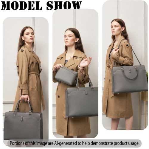 YZAOLL 15.6 Inch Laptop Bag for Women Work Tote Briefcase for Teacher Purse - color: E-darkgrey