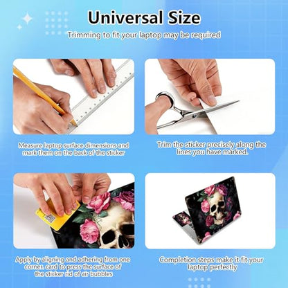 Universal Laptop Skin Sticker Decal for 11.6”12" 13" 13.3" 14" 15" 15.4" 15.6" Reusable Waterproof Scratch-Scratch Resistant Protective Vinyl Laptop Notebook Skin Stickers - Pink Rose Flower Skull - color: Pink Rose Flower Skull