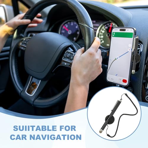 PATIKIL 2 Pcs Screen Capacitive Pen with Spring Rope Fixing Dock High Sensitivity for Mobile Phone Car Navigation GPS POS Tablet Laptop, Black - color: Black