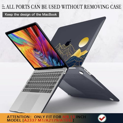 CISSOOK for MacBook Air 13 Inch Case A2337 A2179 A1932 | 2021 2020 2018, Hard Shell Cover with Keyboard Cover for MacBook Air 13 M1 Case, Mountain & Raised Sun - color: Mountain & Raised Sun