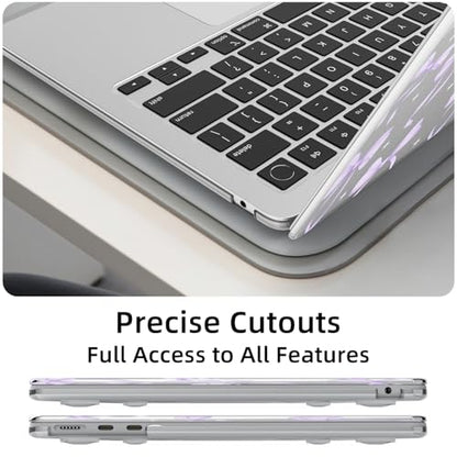 for MacBook Air 13.6 Inch Case M5/M4/M3/M2 2026-2022 Release A3449 A3240 A3113 A2681 Purple Bow Design Crystal Clear Girly Case Laptop Protective Hard Shell Cover - color: Bow/Purple