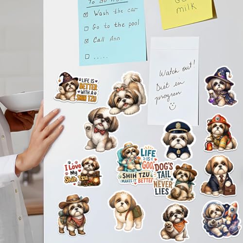 18 PCS Shih Tzu Stickers Pack – Waterproof Dog Decals for Water Bottles, Laptops, Phones, Notebook, Cars – Cool Vibrant Graphics for Shih Tzu Enthusiast - color: Shih Tzu