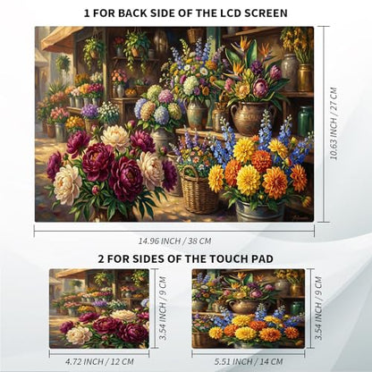 Universal Laptop Skin, DIY Cut-to-Fit Vinyl Cover Compatible with HP, Dell, Lenovo, Mac (13.3" to 15.6"), Anti-Scratch, No Residue & Bubble-Free Protective Decal Sticker, Flower Market Painting - color: Flower Market Painting